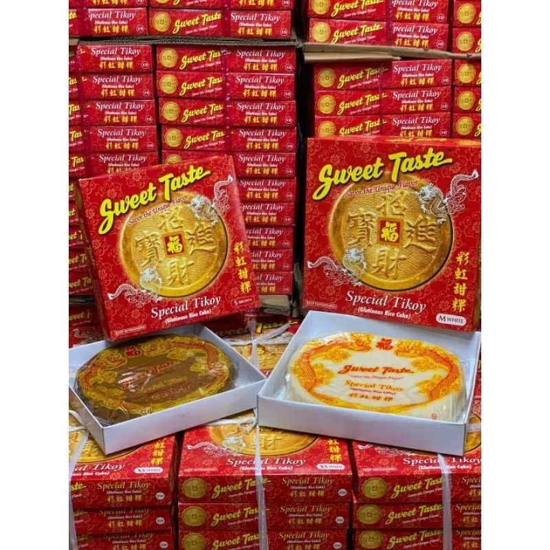 Sweet Taste Tikoy (Category: Other Food & Drinks) located in Pasig City. Submitted by apscloset (Listing ID 1347988152, Image 1). Description: Celebrate this Chinese New Year with Sweet Taste Tikoy!! For family (and relationship) stickiness.. Plain Brown Tikoy (additional discount for bulk order, may request white) Tiny 400grams Php 120 XS 750grams Php 150 Small 1kg Php 200 Med 1.5kg Php 250.