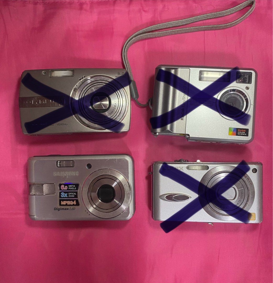 Untested Digicam 250 each (Category: Cameras) located in Mandaluyong City. Submitted by pre.cious (Listing ID 1338729862, Image 1). Description: Untested cameras with visible flaws. Selling as-is. Php 250 each or Php 900 if taking all. Update as of 1/17/25: Olympus - sold ❌ Kodak - sold ❌ Lumix - sold ❌ Samsung - available ✅ tags. digicam digital camera olympus panasonic lumix samsung .