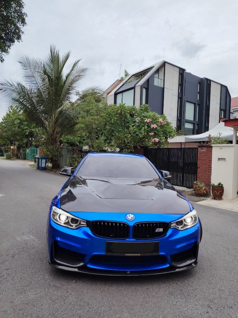 BMW 4 Series Coupe 435i M-Sport (A) (Category: Used Cars) located in Singapore. Submitted by boomthepestsg (Listing ID 1348055969, Image 2). Description: Car come with 3 digit bided number 2 owner transfer count due to car plate number! BMW M435i N55 Non urgent sales reason for selling changing to bigger car for family -Full car spray Aikka candy blue in and out - Full M4 body kit PP material - M4 fander - Installation full body kit with bonnet h