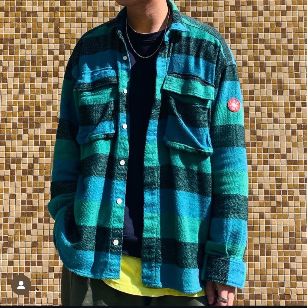 CAV EMPT(C.E) STRIPE FLANNEL BIG SHIRT, 他的時尚, 休閒運動服飾在旋轉拍賣