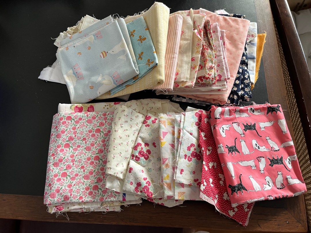 Cotton for patchwork (Category: Craft Supplies & Tools) located in Singapore. Submitted by noclevernameideas (Listing ID 1348027848, Image 1). Description: Assorted cotton scraps for patchwork and quilting. Will weigh it up at request. At least 1/3 yard on many pieces! Japanese cotton and quilting cotton. Some Sevenberry floral prints too. Fabric destash because I’m moving and hope someone can make better use of these..