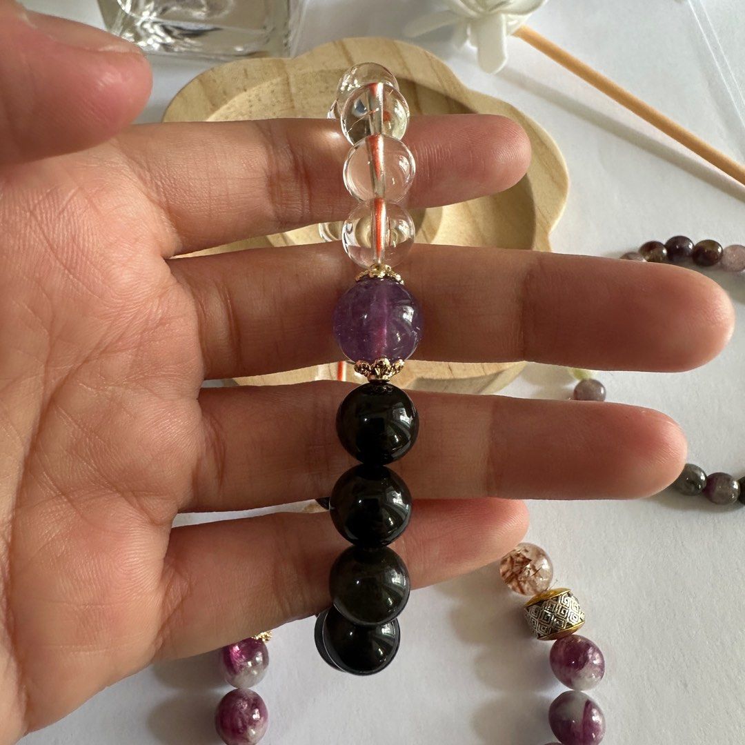 Golden Obsidian + Clear Quartz + Amethyst Bracelet (Category: Bracelets) located in Manila. Submitted by dtabante (Listing ID 1348087987, Image 3). Description: 🔮 Bead Size: 9mm (12mm for amethyst) 🔮 Bracelet Size: 16cm ✨ Each purchase/transaction comes with a freebie! ✨ Can do meetups at Ayala Triangle every Monday-Thursday or at Robinsons Place Manila every Friday-Sunday ✨ Delivery free will be shouldered by the buyer, via J&T Express/Lalamov