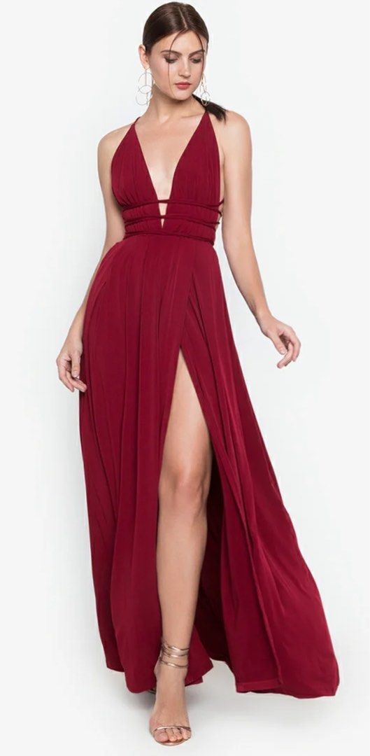 Heather Clothing Multi-Way Maxi Dress (Category: Evening dresses & gowns) located in Pasig City. Submitted by cllnd (Listing ID 1348038394, Image 2). Description: - Solid tone pleated maxi dress with front slit - V-neckline - Unlined - Back zip and self-tie fastening - Gartered waist - 95% Polyester, 5% Spandex.