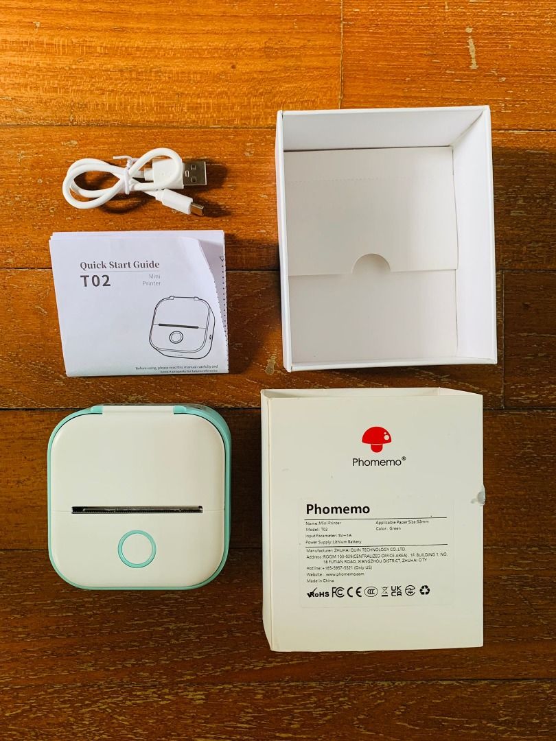 Phomemo T02 Inkless Mini Printer (Category: Printers, Scanners & Copiers) located in Singapore. Submitted by lostruins (Listing ID 1348073821, Image 2). Description: 87*90*40mm size Colour: Cyan .