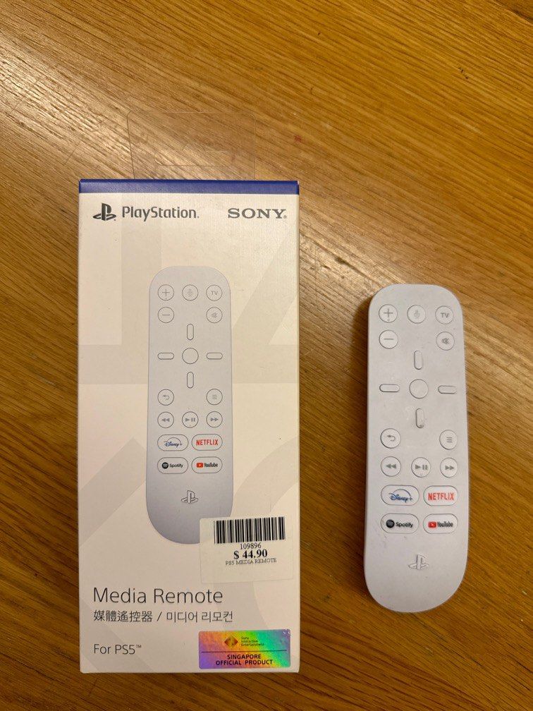 PS5 remote control (Category: Controllers) located in Singapore. Submitted by jimmy86 (Listing ID 1348165643, Image 1). Description: Seldom used Media remote Seldom watch Disney plus on ps5, hence selling off Self collect at s682818.