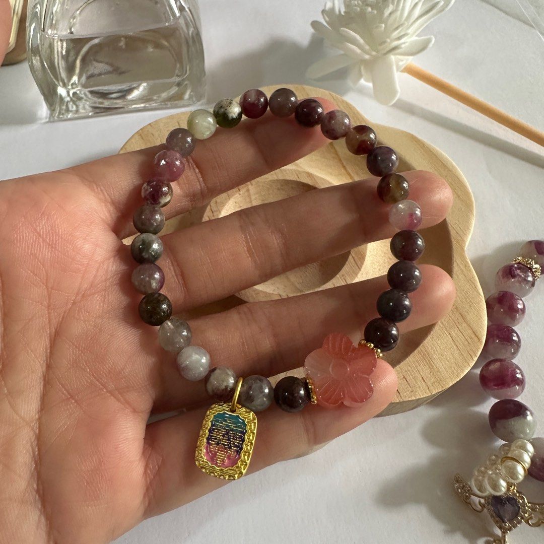 Rainbow Tourmaline with Flower Charm Bracelet (Category: Bracelets) located in Manila. Submitted by dtabante (Listing ID 1348087533, Image 3). Description: 🔮 Bead Size: 6mm 🔮 Bracelet Size: 15cm ✨ Each purchase/transaction comes with a freebie! ✨ Can do meetups at Ayala Triangle every Monday-Thursday or at Robinsons Place Manila every Friday-Sunday ✨ Delivery free will be shouldered by the buyer, via J&T Express/Lalamove/GrabExpress/Angkas Pada