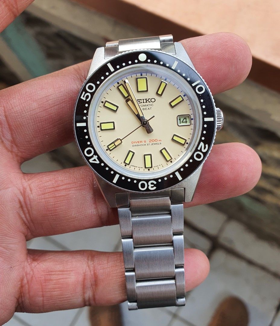 SEIKO 62MAS LIMITED EDITION (Category: Men's Watches) located in Lapu Lapu. Submitted by watchenthusiast4444 (Listing ID 1348221352, Image 2). Description: BASE WATCH SEESTERN 62MAS MOD TO PERFECTION ONLY ONE MADE 38MM SIZE SEIKO NH35 AUTOMATIC MOVEMENT DOME SAPPHIRE CRYSTAL CERAMIC BEZEL LIMITED EDITION CREAM DIAL PATINA HANDS.