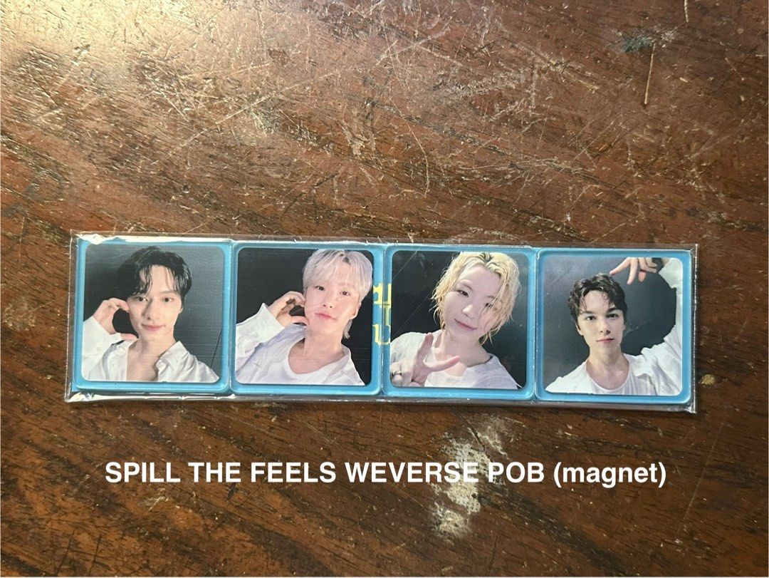 Seventeen Spill The Feels Weverse POB (set) (Category: K-Wave Merchandise) located in Makati City. Submitted by isabel97 (Listing ID 1348175399, Image 1). Description: Magnets. 550 if Sold as set. 150 if tingi Pick-up only, Makati area. Buyer to book and pay courier. MOP: Gcash/BPI.