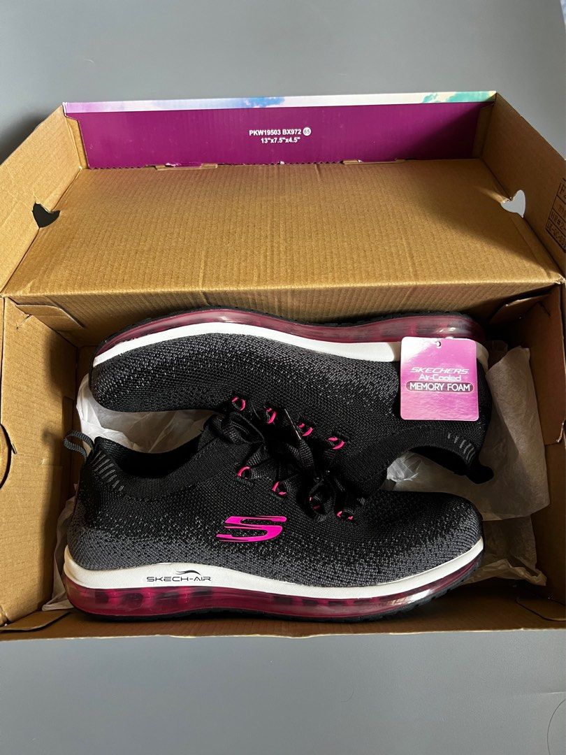 Skech-Air by Skechers (Category: Sneakers) located in Malasiqui. Submitted by outswi_ (Listing ID 1348101592, Image 3). Description: Skechers with Air-Cooled Memory Foam never been used (sinukat lang) bought from israel EU 38/ USA 8/ UK 5/ 25 cm color: pink, black, white rfs: too big .