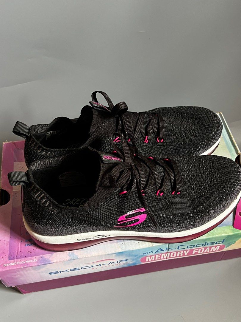 Skech-Air by Skechers (Category: Sneakers) located in Malasiqui. Submitted by outswi_ (Listing ID 1348101592, Image 2). Description: Skechers with Air-Cooled Memory Foam never been used (sinukat lang) bought from israel EU 38/ USA 8/ UK 5/ 25 cm color: pink, black, white rfs: too big .