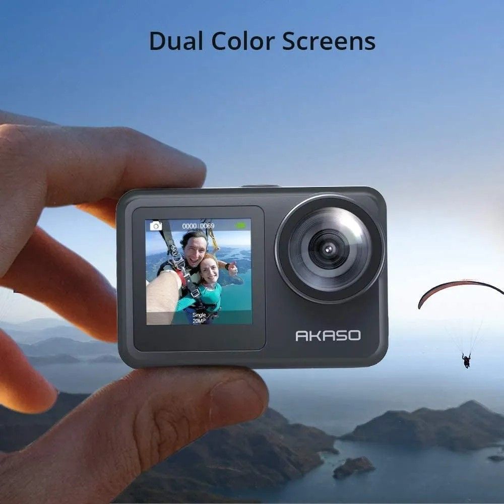 AKASO Brave 7 LE 4K30FPS 20MP WiFi Action Camera with Touch Screen EIS 2.0 Zoom Remote Control 131 Feet Underwater Camera with 2X 1350mAh Batteries Support External Microphone Vlog Camera62863066421251111