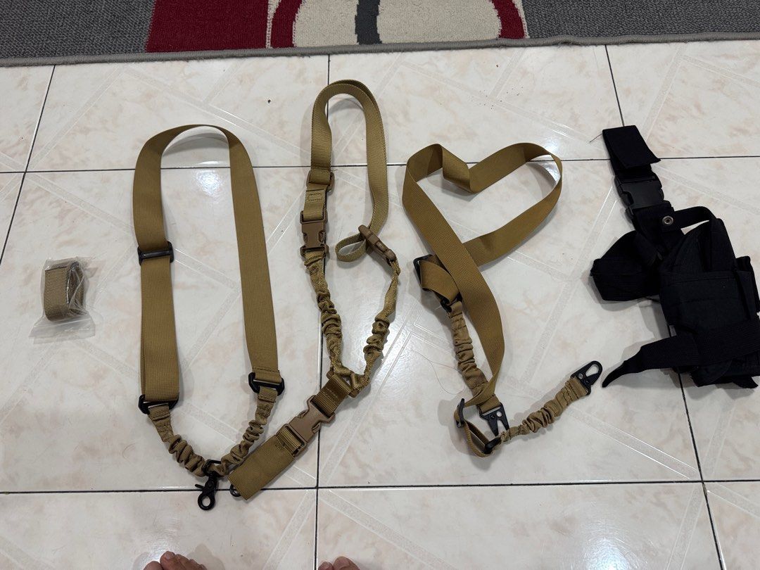 Assorted Airsoft / Gel blaster slings (Category: Action & Battle Toys) located in Mandaluyong City. Submitted by tengkutz (Listing ID 1348341899, Image 1). Description: Assorted slings for airsoft and gel blaster .