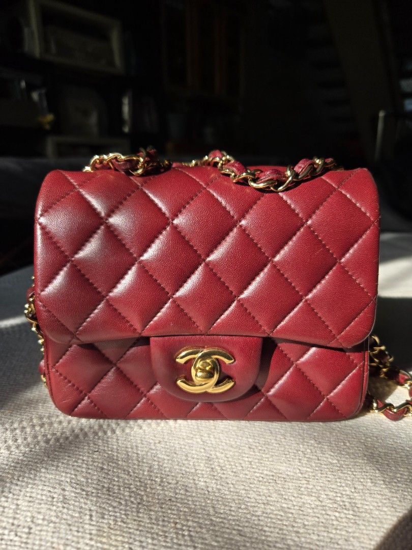 Chanel mini square (Category: Luxury Bags & Wallets) located in Manila. Submitted by sourcedbykco (Listing ID 1348339596, Image 1). Description: chanel mini square comes with dustbag card paperbag and entrupy.
