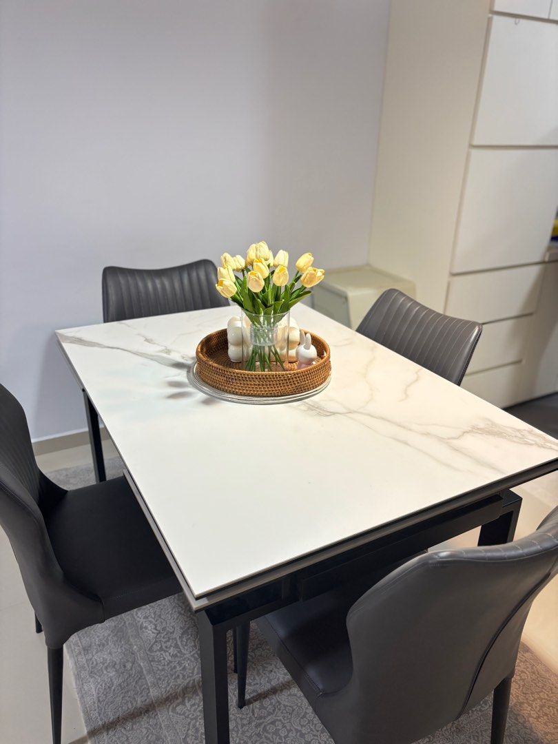 Extendable Dining Table (Category: Tables & Sets) located in Singapore. Submitted by tf_131121 (Listing ID 1348352384, Image 1). Description: Extendable dining table in excellent condition, no scratches. Features a sleek design with a sturdy build, perfect for both everyday meals and hosting guests. Easily expands to accommodate more seating. Dimensions (m): 1.2 x 0.85 Extended length - 1.95 x 0.85..