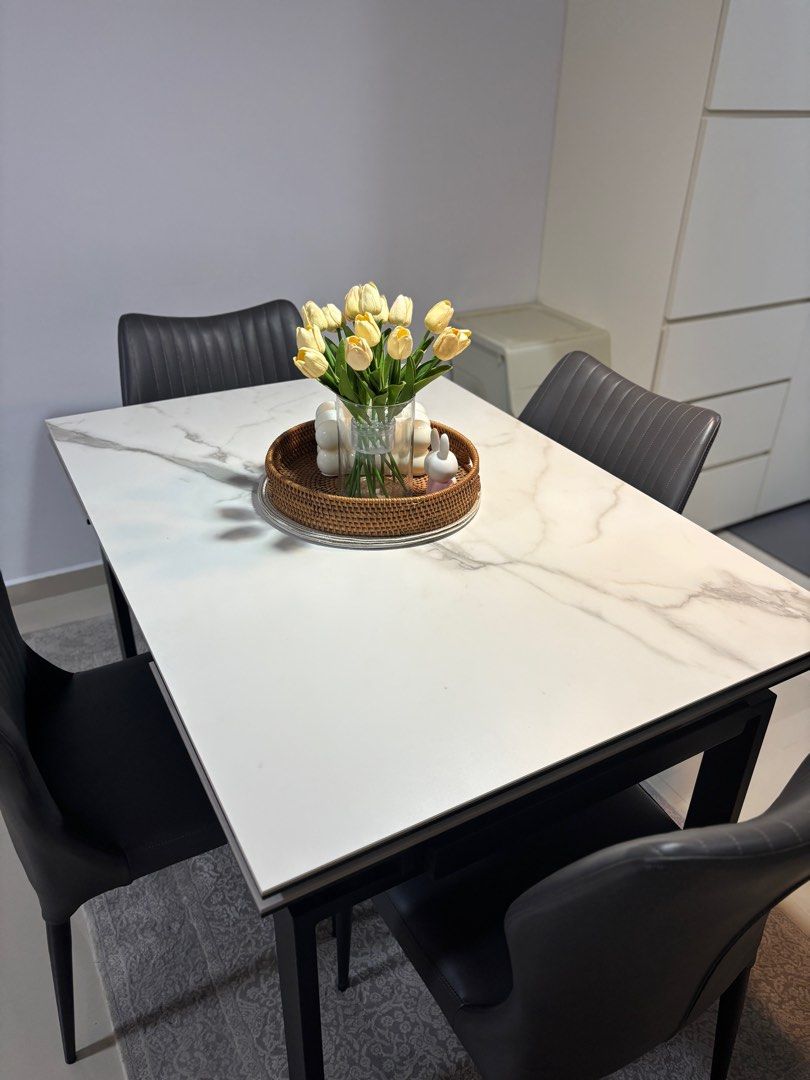 Extendable Dining Table (Category: Tables & Sets) located in Singapore. Submitted by tf_131121 (Listing ID 1348352384, Image 2). Description: Extendable dining table in excellent condition, no scratches. Features a sleek design with a sturdy build, perfect for both everyday meals and hosting guests. Easily expands to accommodate more seating. Dimensions (m): 1.2 x 0.85 Extended length - 1.95 x 0.85..