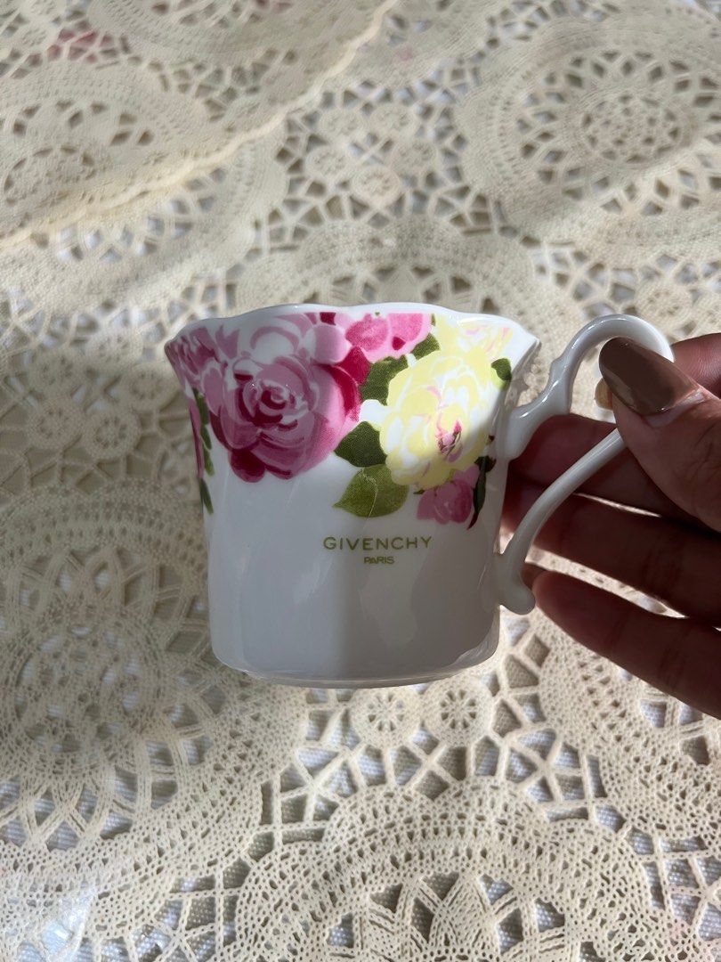 Givenchy Floral Cup Only (Category: Coffee & Tea Tableware) located in Bulacan. Submitted by fancy.surplusera (Listing ID 1348224829, Image 1). Description: RARE Find embossed with floral design. Branded surplus item from Fancy Surplusera!!!🤩 Made in Japan, very stylish perfect for personal use even for a table accent. Price: 500each cup only (2pcs available) Condition: 10/10 Issue: No issue, no fades Size: Thickness: 3mm Surplus Item Disclaimer