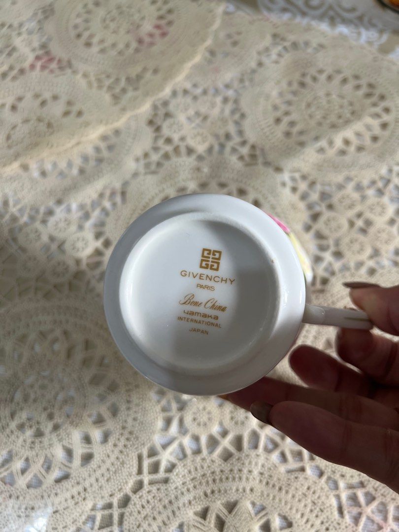 Givenchy Floral Cup Only (Category: Coffee & Tea Tableware) located in Bulacan. Submitted by fancy.surplusera (Listing ID 1348224829, Image 2). Description: RARE Find embossed with floral design. Branded surplus item from Fancy Surplusera!!!🤩 Made in Japan, very stylish perfect for personal use even for a table accent. Price: 500each cup only (2pcs available) Condition: 10/10 Issue: No issue, no fades Size: Thickness: 3mm Surplus Item Disclaimer