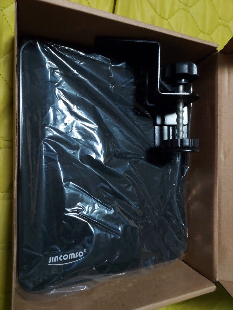 Jincomso Keyboard Mouse Tray, Rotating Tray and Mouse Pad (Category: Mouse & Mousepads) located in Quezon City. Submitted by gabs_a (Listing ID 1348393298, Image 1). Description: Mouse Tray Brand: Jincomso Color: Black Material: Plastic & Metal Uses: Keyboard Mouse Tray Rotating Tray Mouse Pad Can Hidden Under the Desktop Comes With: Box Plastic Screws Plastic Tray with Pad Metal Table Clamp Note: - As the difference between camera and computer d