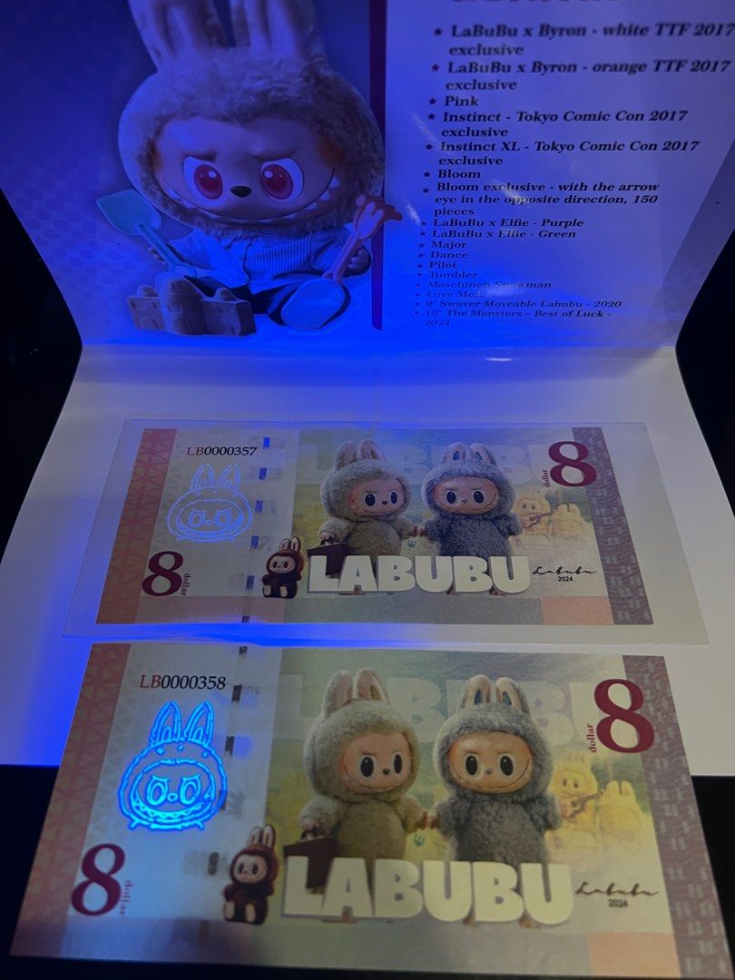 Labubu ! Limited edition notes (Single & 2 in one uncut), Hobbies ...