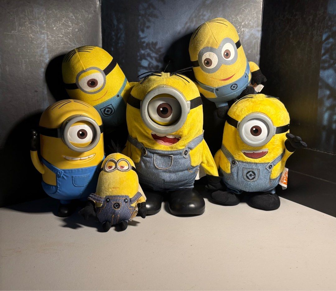 Minions Branded Plush Bundle of 6 (Category: Plushies & Soft Toys) located in Las Pinas. Submitted by collectorstavern (Listing ID 1348262724, Image 1). Description: Minions Branded Plush Bundle of 6 Includes the ff.: - 1 pc. Thinkway Toys’ Minions: Tumbling Stuart (9”, needs batteries) - 1 pc. Thinkway Toys Despicable Me 3: Talking Stuart (7.5”, batteries included) - 1 pc. Thinkway Toys Minions Action Figure Stuart (7”, with moveable arms) - 1 p