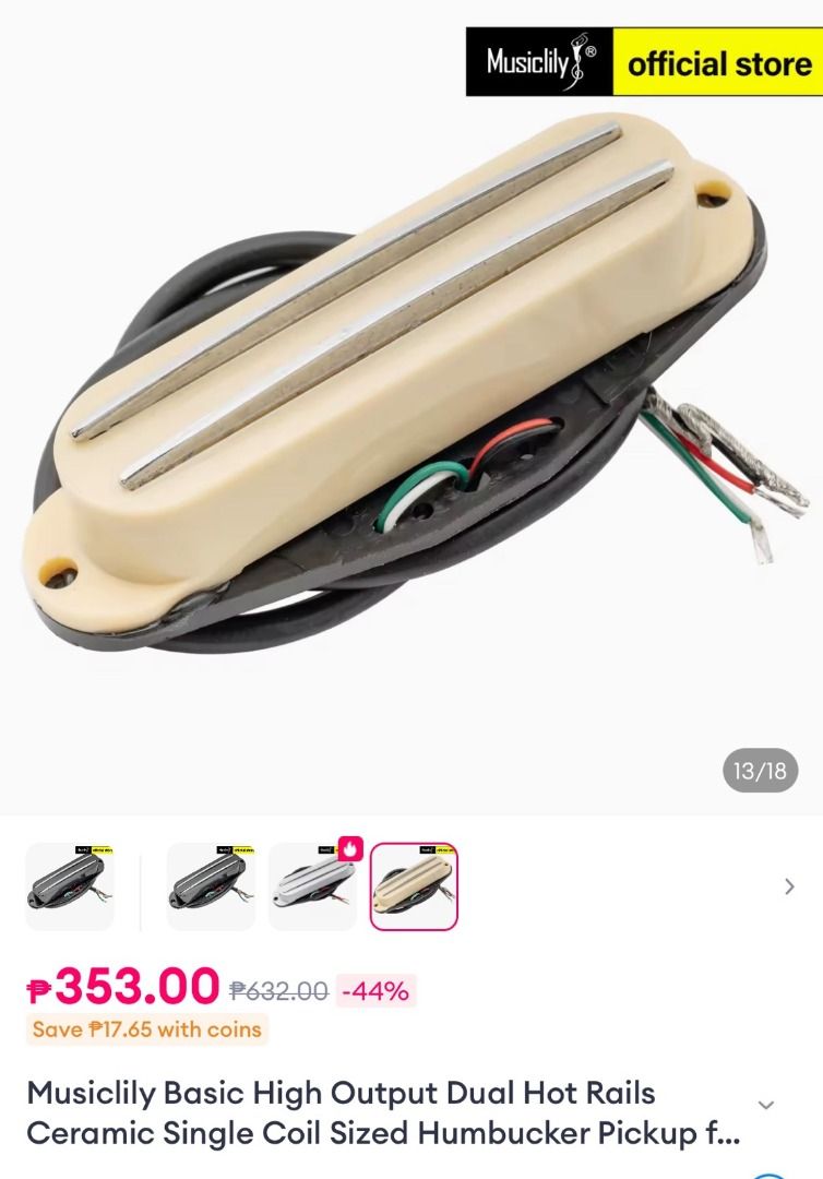 Musiclily Hot Rails Single Coil Humbucker Pickup, Hobbies & Toys, Music ...