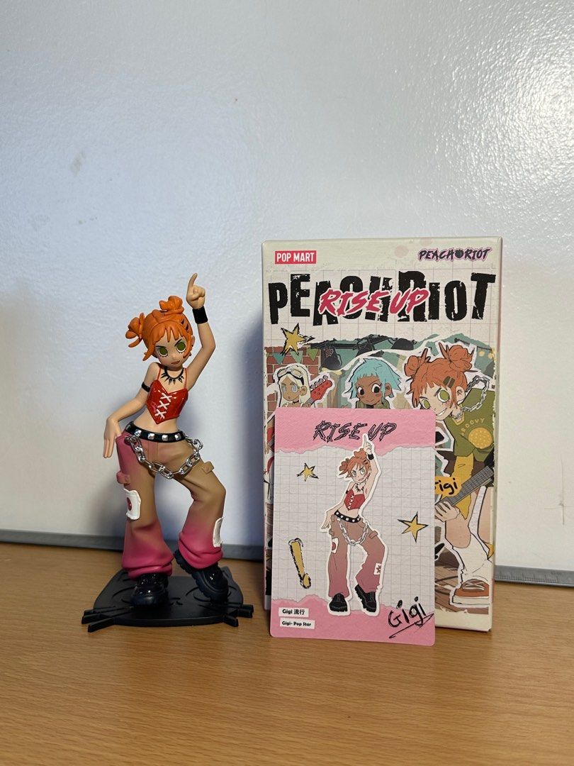 PEACH RIOT Rise Up POP MART (Category: Designer & Blind Box Toys) located in Dagupan City. Submitted by mzkskai (Listing ID 1336970201, Image 3). Description: ✮⋆˙ PEACH RIOT: Rise Up Series • Frankie The Boss PHP 650 • Gigi Pop Star PHP 600 • Gigi The Singer PHP 600 Take all three for 1,800 (600 each) Complete inclusions (Box, card, and foil) and accessories. ⋆｡𖦹°⭒˚｡⋆ LOC: Pangasinan MOP: Gcash MOD: J&T.