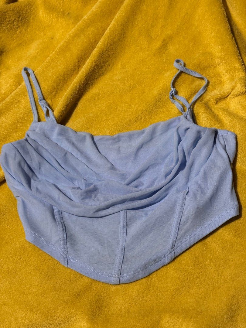 SHEIN MOD Solid Ruched Mesh Cami Green Bra Cup Gathered Square Scarf Hem Top (Category: Sleeveless) located in Makati City. Submitted by EllyC (Listing ID 1348255697, Image 2). Description: Bought this for 475 Used once Size Large Take all for 350.