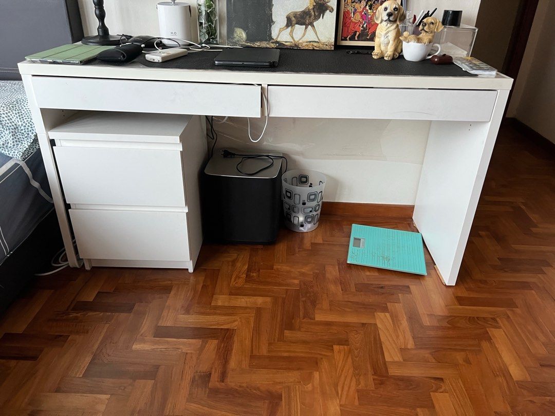 Study Table (Category: Tables & Sets) located in Singapore. Submitted by siamesefighter (Listing ID 1348364599, Image 1). Description: I’m ikea study table white Pls note the bed side table in the pic needs to be bought separately - ikea study table 85 -Ikea chest drawers 45.