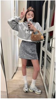 Korean Dongdaemun Sweatshirt + Sequin Skirt64246532208769110
