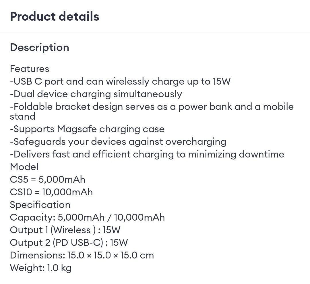 ADAM ELEMENTS (Category: Batteries & Power Banks) located in Kuala Lumpur. Submitted by stephenphang (Listing ID 1345033883, Image 3). Description: Adam elements Gravity CS10 Magnetic Power Bank with Foldable Stand.