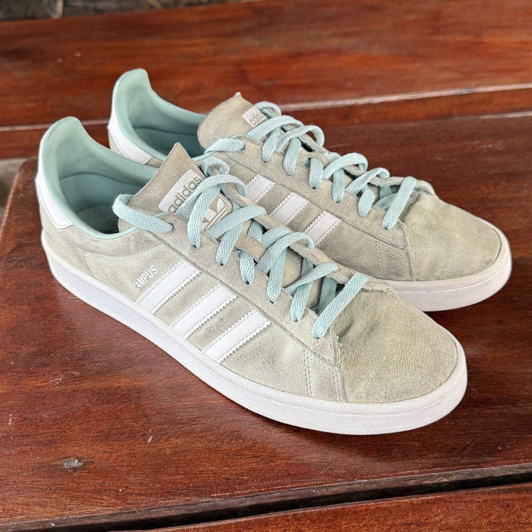 Adidas Campus "Ash Green" US 10.5 (Category: Sneakers) located in Cabanatuan. Submitted by damoroll (Listing ID 1345011627, Image 2). Description: authentic, original adidas size 10.5 us / 10 uk no box personal item: well-used but manage expectations. no major flaws and very presentable. ready to wear nationwide shipping via j&t nueva ecija location.