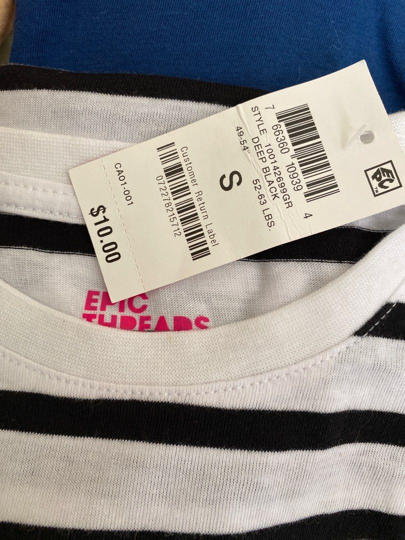 Black & White Stripes Shirt (Category: Babies & Kids Fashion) located in Pasig City. Submitted by cuttingties (Listing ID 1344968007, Image 2). Description: Brand: Epic Threads Size S (may fit 5-7) Still with tag Soft fabric Imported.
