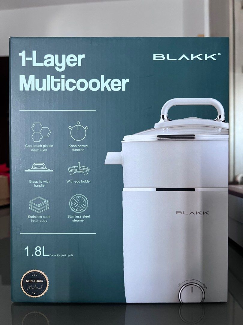 Blakk Multicooker (NEW) (Category: Cookers) located in Manila. Submitted by bqthings (Listing ID 1344987690, Image 1). Description: Blakk 1-layer multicooker (1.8L) Unopened RFS: won in raffle, don’t need it.
