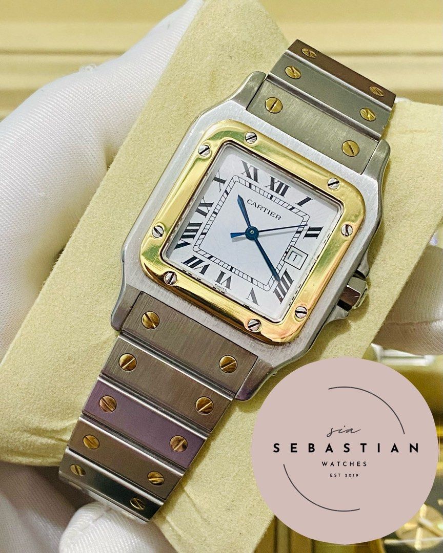 Cartier Santos Carrée Automatic Mens Watch (Category: Luxury Watches) located in Quezon City. Submitted by clicksmileph (Listing ID 1312824675, Image 3). Description: Cartier Santos Automatic Rare Find Carrée 228,000 Php Details: Cartier Santos Carrée Vintage Watch 9/10 - All working, Very good condition Spider Web Dial Automatic Movement Unisex, 29mm Case size 3'0 calendar aperture Approx 16-16.5cm wrist Still presentable Guaranteed Authentic Se