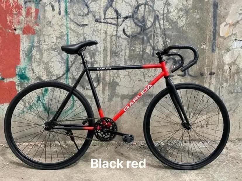 GARUDA FIXIE V2 DROP BAR 700/23c (Category: Bicycles) located in Marikina City. Submitted by keionlines85428 (Listing ID 1344985631, Image 3). Description: RESTOCKED♥️ GARUDA FIXIE V2 DROP BAR 700/23c ❗₱4,000 FREE ASSEMBLE ✨ Garuda Lightweight Steel Frame ✨ Single Speed ✨ Alloy Rims ✨ Standard size Alloy Stem ✨ 44t Crank ✨ Dual Sprocket (18t fixgear) (16t freewheel) ✨ Seat tube 46cm ✨ Top tube 56cm ✨ Bolt HUBS ✨ 700X23c Tire ✨ Rigid Fork ✨ Sealed