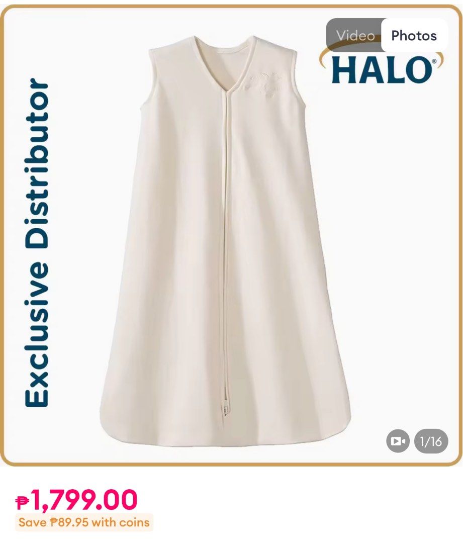 Halo sleepsack wearable blanket (Category: Babies & Kids Fashion) located in Pasig City. Submitted by az1235 (Listing ID 1345082553, Image 1). Description: Bought for 1799 Size SMALL 0-6months 23-26 in 4.5-8kg Has stains on the top part Cotton Cream.