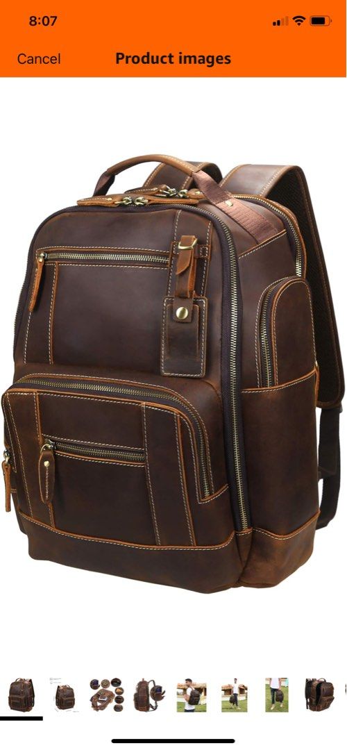 Lanssyne Full Grain Leather Backpack (Category: Backpacks) located in Manila. Submitted by lauro.catibayan (Listing ID 1345051669, Image 1). Description: Brand new, imported LANNSYNE Men’s Vintage Full Grain Leather 15.6 Inch Laptop Backpack Camping Travel 24L Rucksack Made from genuine cowhide leather, this backpack combines vintage aesthetics with modern functionality. Its spacious design and structured build make it ideal for daily commutes, s