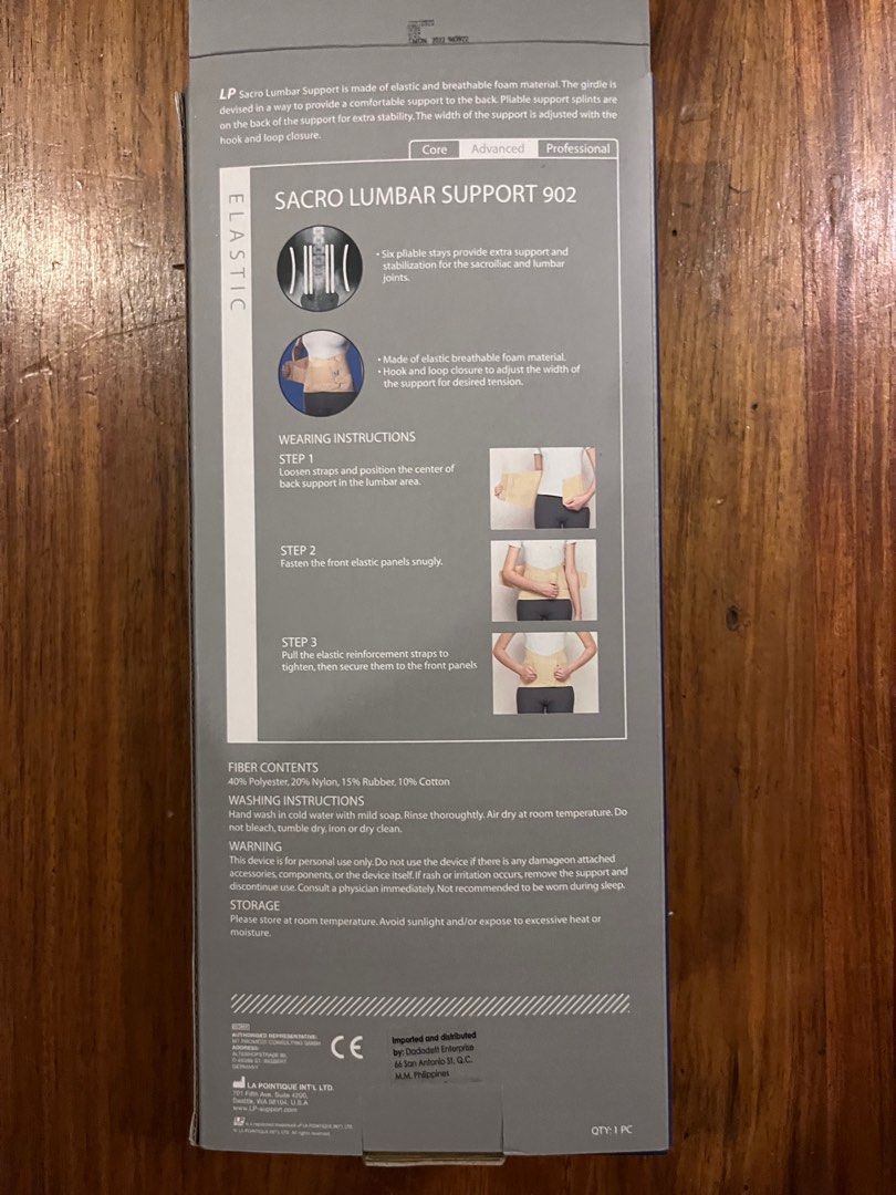 Lumbar Support LP (Category: Rehabilitative Devices) located in Quezon City. Submitted by myforsale (Listing ID 1345029195, Image 2). Description: LP sacro lumbar support Size is Large Brand new Bought at Chris Sports w/ OR.