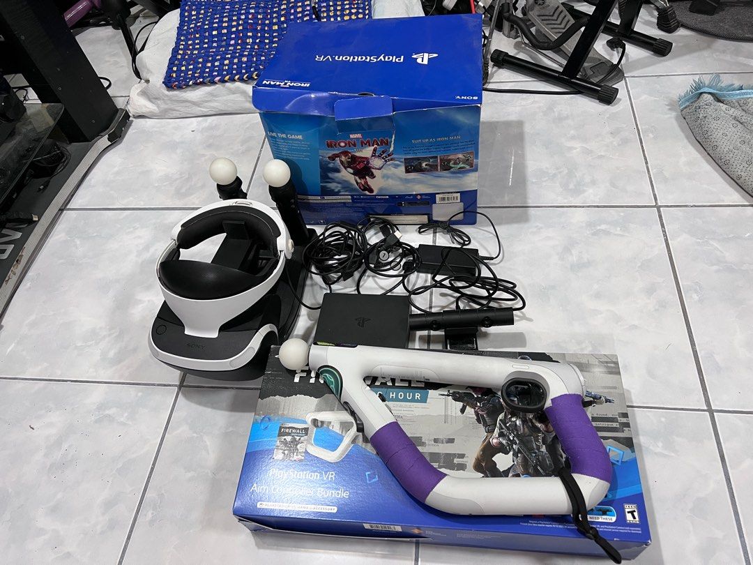 PS4 PS VR 1 bundle set (Category: PlayStation) located in Calamba. Submitted by proxima79 (Listing ID 1345114003, Image 2). Description: SONY PLAYSTATION 4 PS VR1 Super Bundle Set! complete accessories with Box and documentation no hidden defects with freebies and all games included lahat ng nasa picture kasama please don't ask for anything else not on the picture. (Pointing Gun purchased brand New abroad at AMAZON cost 7K+ shipping) everything m