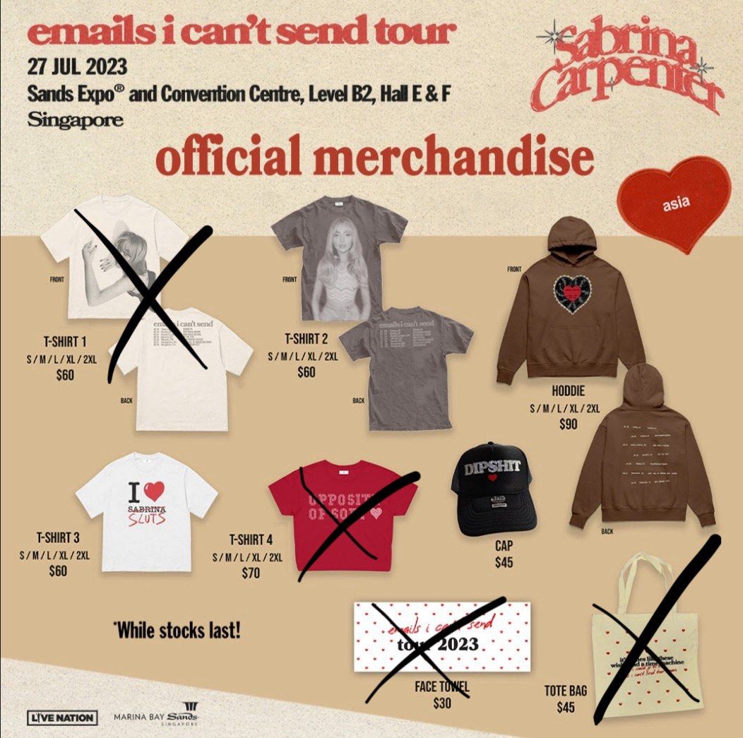 Sabrina Carpenter Authentic Limited Edition 2023 Merchandise
