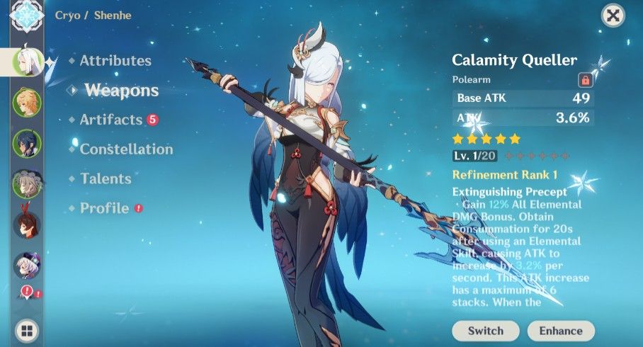 Shenhe Sig AR7 Starter Genshin Impact (Category: Others) located in Caloocan City. Submitted by rurugenshin (Listing ID 1345110518, Image 3). Description: Check my profile for more accounts! *Shenhe And Signature Weapon - Calamity Queller x2 And 5star weapon - Verdict AR7 Unset Email - Unset Birthday Asia Server SAFE: First Owner - Manually Rolled Account Not Abyss Hacked 900 php Payment using gcash. Review after transaction..