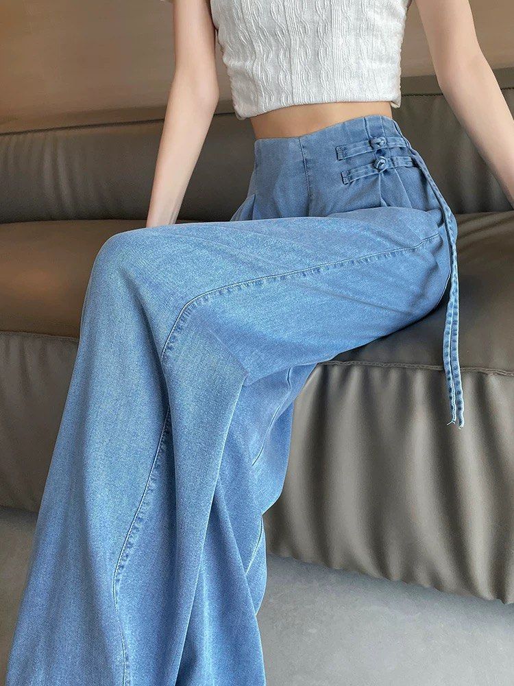 Tencel Denim Cheongsam Button Jeans (Category: Jeans & Leggings) located in Singapore. Submitted by mommystote (Listing ID 1344956413, Image 3). Description: ✨Tencel Denim Cheongsam Buttons Jeans✨ Preorder • arrives in about two weeks Sizing ➕waist➕hips➕length S:61-67,93,100 M:64-70,96,101 L:67-73,99,101 XL:70-76,102,102 2XL:73-79,105,102 Elevate your casual wardrobe with these stunning cheongsam button jeans! Blending traditional charm with mode
