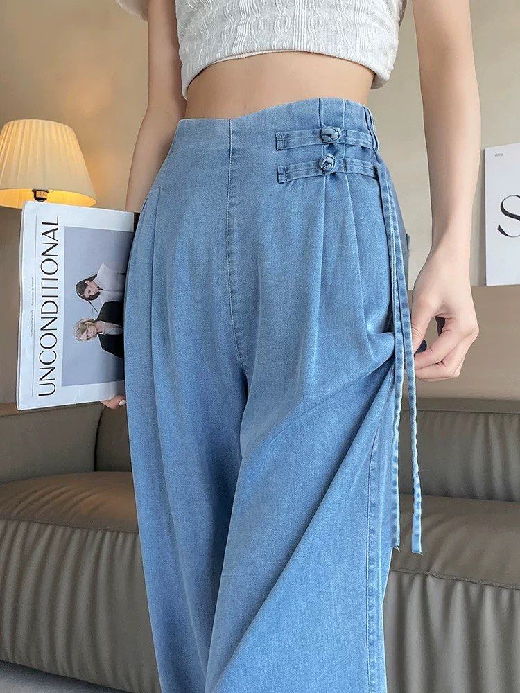 Tencel Denim Cheongsam Button Jeans (Category: Jeans & Leggings) located in Singapore. Submitted by mommystote (Listing ID 1344956413, Image 1). Description: ✨Tencel Denim Cheongsam Buttons Jeans✨ Preorder • arrives in about two weeks Sizing ➕waist➕hips➕length S:61-67,93,100 M:64-70,96,101 L:67-73,99,101 XL:70-76,102,102 2XL:73-79,105,102 Elevate your casual wardrobe with these stunning cheongsam button jeans! Blending traditional charm with mode