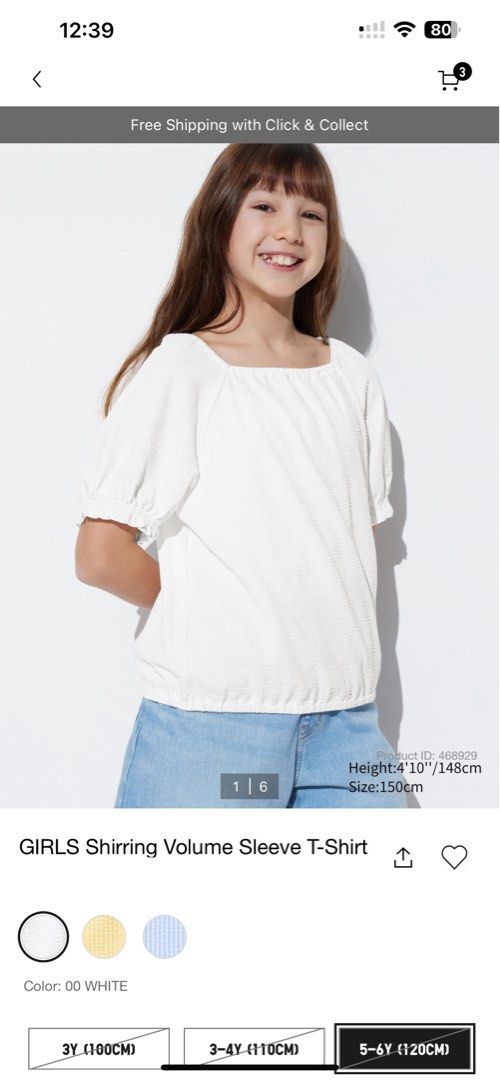 UNIQLO VOLUME SLEEVES TSHIRT (Category: Blouses) located in Marikina City. Submitted by mgdeclutteringph (Listing ID 1345099196, Image 1). Description: 160 CM FITS SMALL TO MEDIUM.