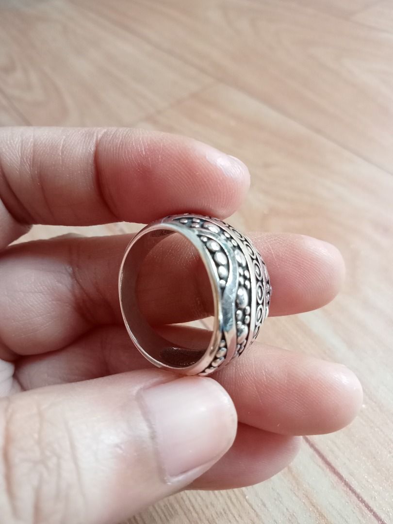 Wave Bali Bead Curve Dome Ring .925 Sterling Silver Band Sizes 9, Women ...