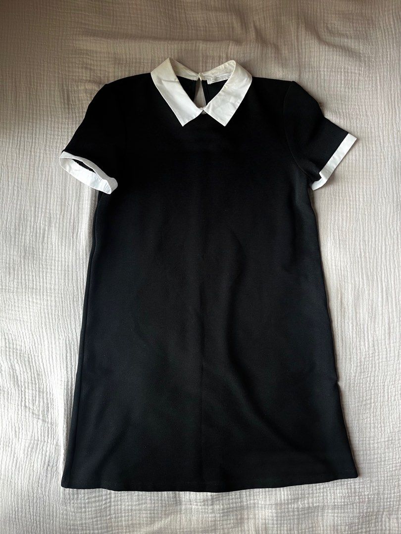[ZARA] black collar dress (Category: Dresses) located in Pasig City. Submitted by sumiyucky (Listing ID 1345019379, Image 1). Description: - some yellowing around the collar; but otherwise no major flaws - length right above the knee.