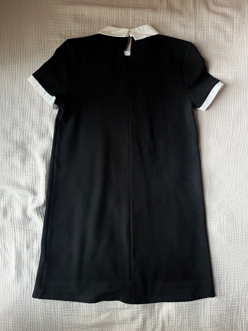 [ZARA] black collar dress (Category: Dresses) located in Pasig City. Submitted by sumiyucky (Listing ID 1345019379, Image 3). Description: - some yellowing around the collar; but otherwise no major flaws - length right above the knee.