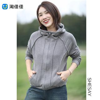 【Tao Jiajia】Xiao Shuo Original Design Fabric Upgrade Soft and Stylish Stand Collar Hoodie Sweater Women's Outerwear64189321226115110
