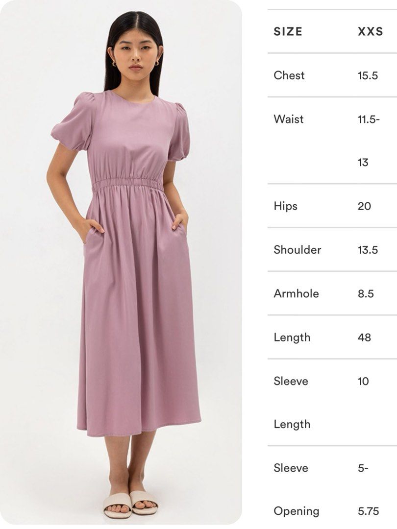 Aba Puff Sleeve Elastic Tencel Dress (Category: Dresses) located in Singapore. Submitted by anything.pink (Listing ID 1347658331, Image 2). Description: Brand New - Elastic waistband - Puff sleeves - Concealed side pockets - Concealed back zip - Made with 100% tencel - Lined with smooth polyester.