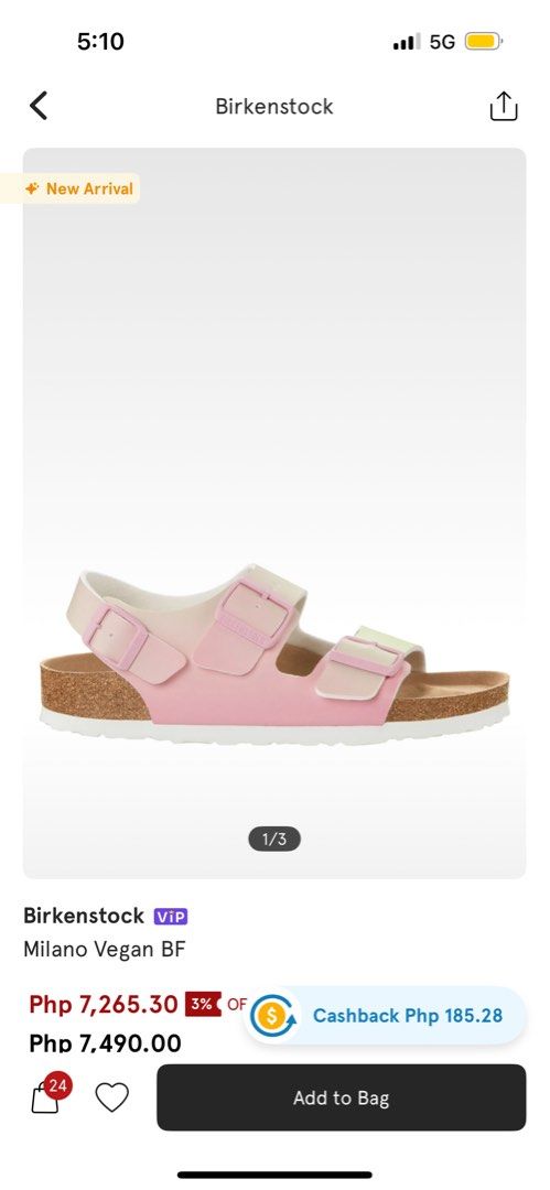 Birkenstock Milano BS (Category: Flats & Sandals) located in Quezon City. Submitted by mmmcat (Listing ID 1348540781, Image 1). Description: Birkenstock Milano BS Candy Pink/Faded Lime Narrow Fit EU 37/UK 4.5/24cm fits US 7 .